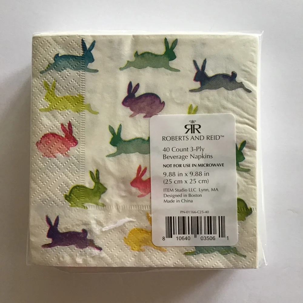 ROBERTS & REID SPRING SUMMER EASTER BUNNY NAPKINS NWT